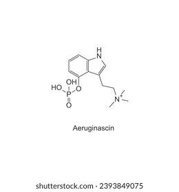 Aeruginascin molecular structure, skeletal formula diagram on white background. Scientific EPS10 vector illustration.