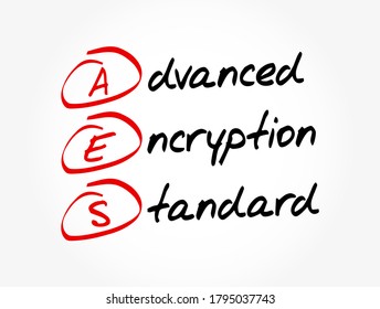 AES - Advanced Encryption Standard acronym, technology concept background