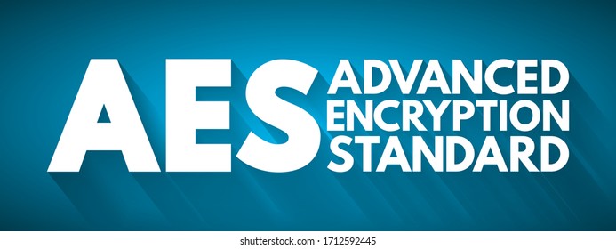 AES Advanced Encryption Standard - symmetric block cipher to protect classified information, acronym text concept background