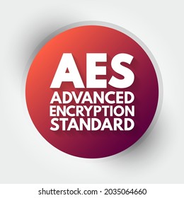 AES Advanced Encryption Standard - symmetric block cipher to protect classified information, acronym text concept background