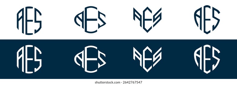 AES letter logo set design