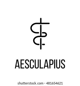 Aesculapius icon or logo in modern line style. High quality black outline pictogram for web site design and mobile apps. Vector illustration on a white background. 