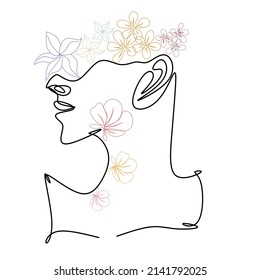 Arte estético de línea de retrato de media cara