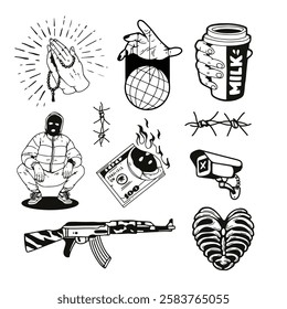 aesthethic retro art set brutally