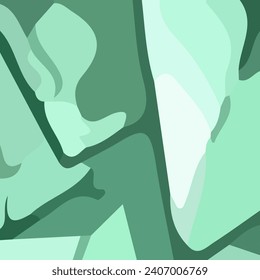 Aesthetic abstract art with a combination of shapes and green colors. Suitable for background and poster
