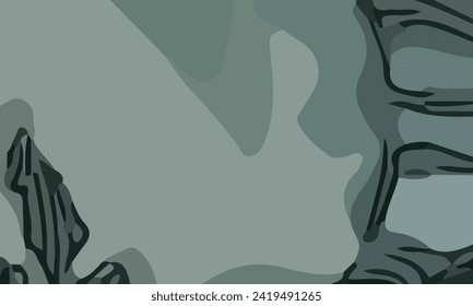 Aesthetic abstract art with a combination of shapes and green colors. Suitable for background and poster