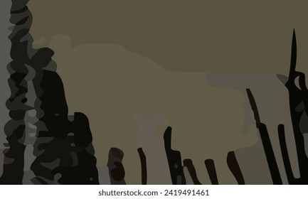 Aesthetic abstract art with a combination of shapes and brown colors. Suitable for background and poster