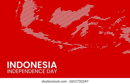 Aesthetic abstract background celebrating Indonesia independence day with partial red striped map.