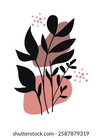 Aesthetic Abstract Botanical with Bohemian Drawing.Vector illustration.