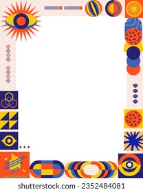 Ilustración estética abstracta de fondo de marco colorido ilustración de patrón vectorial tarjeta de bandera evento geométrico moderno plano elemento vestival editable