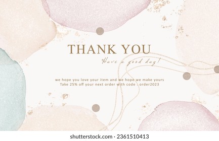 aesthetic abstract colorful pastel watercolor thank you card, printable custom greeting card for your project