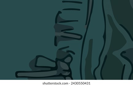 Aesthetic abstract composition with much unique combination of shapes and green colors