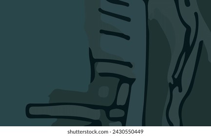Ästhetische abstrakte Komposition mit viel einzigartiger Kombination von Formen und grünen Farben