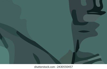 Aesthetic abstract composition with much unique combination of shapes and green colors