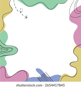 Aesthetic abstract creative backgrounds Design Shape Vector. Wavy Border Shape Design. with line art