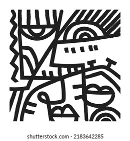 Ästhetische abstrakte Gesichtszeichnung , Linie Kunst schwarz-weiß Vektorgrafik.