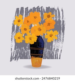 Aesthetic abstract plants and flowers, floral, hand drawn vector illustration background. Design for wall art, decoration, print, poster, cover and wallpaper.