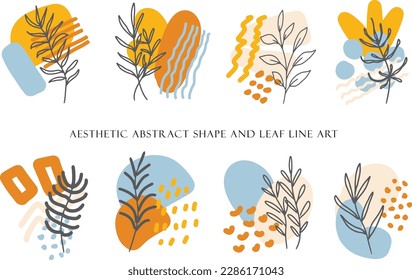 Aesthetic Abstract Shape with Floral Line Art