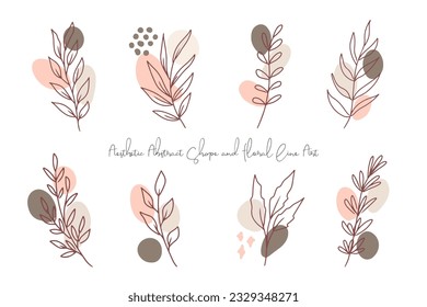 Aesthetic Abstract Shape and Floral Line Art Collection