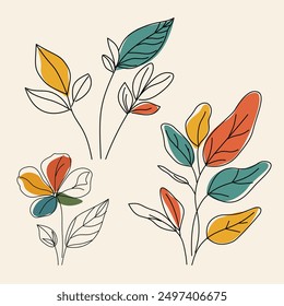 Conjunto de ilustración de arte de línea de forma abstracta estética.