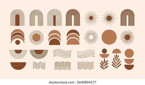 Aesthetic Abstract Shapes Brown Color Palette For Graphic Designs With Minimalist Style