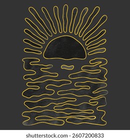 AESTHETIC ABSTRACT SUN AND SEA ILLUSTRATION