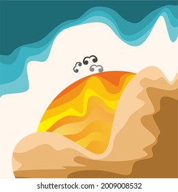 aesthetic abstract sunrise wall art vector design made by kids