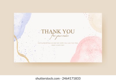 aesthetic abstract watercolor thank you card, printable custom greeting card for your project