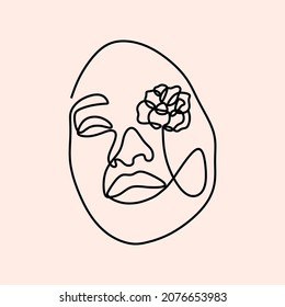 aesthetic abstract woman face continuous oneline single line art