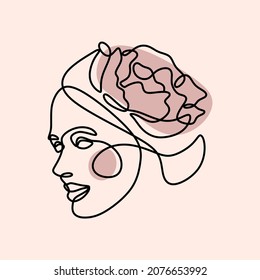 aesthetic abstract woman face continuous oneline single line art