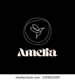 Aesthetic Amelia Flat Vector Logo Design