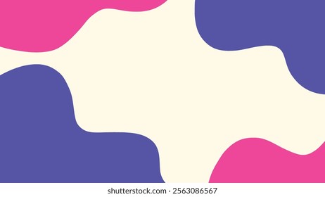 Aesthetic background with beige pink blue waves. Minimalist style abstract wallpaper