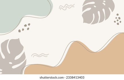 Fondo estético con formas orgánicas a mano y adornos florales