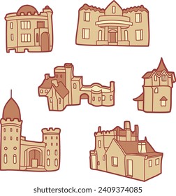 Aesthetic beach sand castle palace building stickers, planner stickers, diary stickers, scrapbook stickers