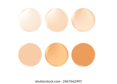 Aesthetic beige circles set in different shades, glossy beige sphere or blob isolated, shiny round orbs or bubbles with gradient texture. Elegant decoration element.