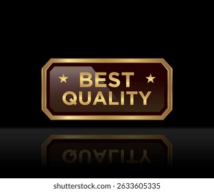 Aesthetic Best Quality emblem, elegant golden color. Commonly used for marketing, packaging, and branding for upscale products and services.