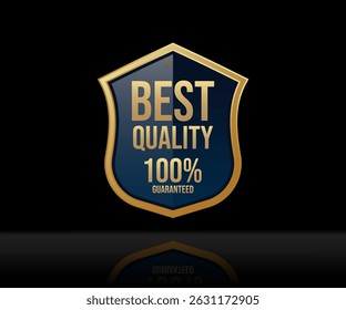 Aesthetic Best Quality Shield, elegant golden color. Commonly used for premium packaging, marketing, and branding for upscale services and products.