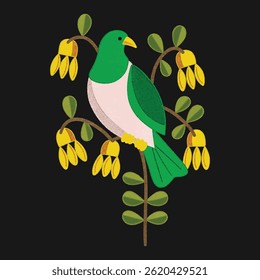 ILUSTRAÇÃO DE PLANTAS E PÁSSAROS ESTÉTICOS
