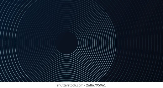 Aesthetic Blue abstract background with glowing circles. Swirl circular lines pattern. Geometric spiral. Twirl element. Futuristic technology concept.Eps 10