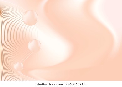 Aesthetic blurred beige gradient background, with shiny glowing circles, and abstract wavy lines, ideal for beauty presentation, cosmetic and skin products, web template, social media banners