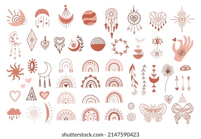 Aesthetic bohemian magic composition set