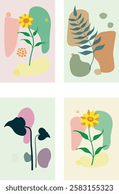 Aesthetic boho art illustration featuring earthy tones and abstract shapes, perfect for modern decor and design projects.