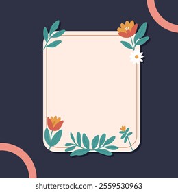 aesthetic boho plant title text frame badge shape.