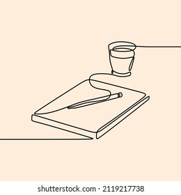 aesthetic book and coffee oneline continuous single line art editable handdrawn
