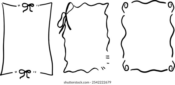 Aesthetic Border and Frame Set Illustration | Minimalist Doodle Vector for Elegant Designs