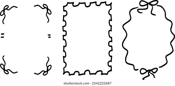 Aesthetic Border and Frame Set Illustration | Minimalist Doodle Vector for Elegant Designs