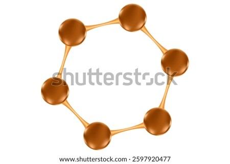 Aesthetic brown 3D molecule icon, isolated element, transparent background. Coffee extract serum formula. Caffeine molecule cell. Beauty treatment nutrition skincare science.