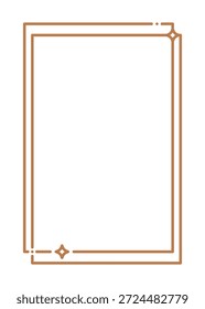 Ästhetisch brauner Rahmen. Linienrahmen mit Sternform, funkelnd. Dekoratives Element für ein Design, Banner, Postkarte, Projekt, Clipart usw. Flache Vektorgrafik. Einzeln auf weißem Hintergrund.
