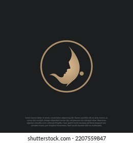 Aesthetic business logo women face and butterfly wing in luxury look concept design template.