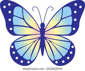 Aesthetic Butterfly Illustration in Blue Tones. Decorative Design Element. Harmony Of Nature With Closeup Details Of Butterfly Wings For Spring And Summer Backdrops, Holiday Decor And Garden Themes.